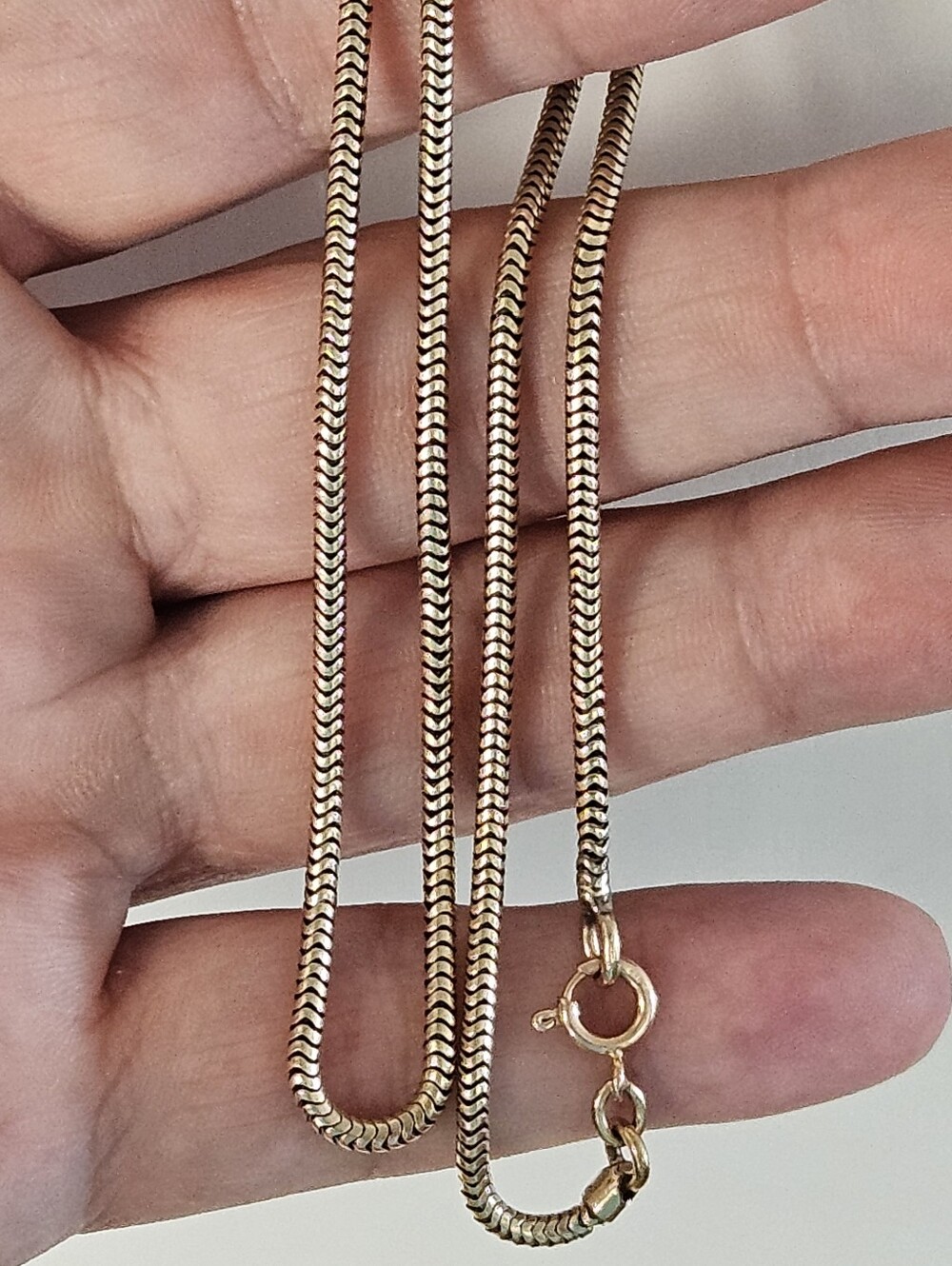 Vintage 2.5mm 14k 585 Solid Yellow Gold Snake Omega Necklace 17.5"